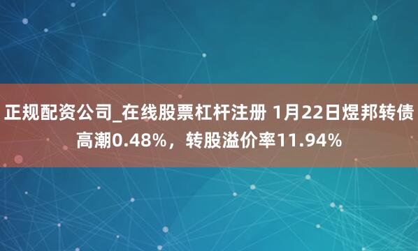 正规配资公司_在线股票杠杆注册 1月22日煜邦转债高潮0.48%，转股溢价率11.94%